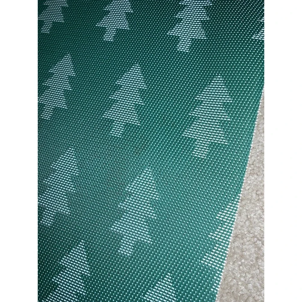 Rare Vintage Set of 6 Reversible Green Woven Christmas Tree Placemats 13x18